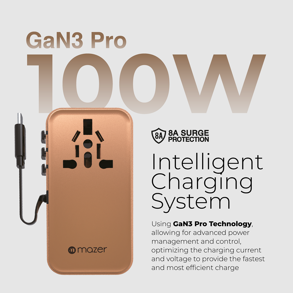 Bộ chuyển đổi du lịch PD100W Mazer GaN Infinite IFTravel380