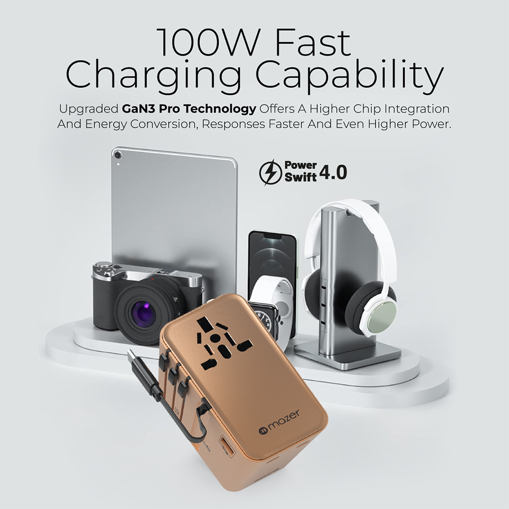 Bộ chuyển đổi du lịch PD100W Mazer GaN Infinite IFTravel380