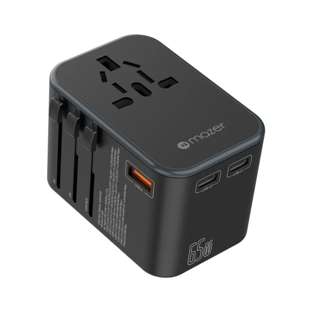 Bộ chuyển đổi du lịch Mazer InfiniteTravel 165PD | GaN PD65W World Travel Charger