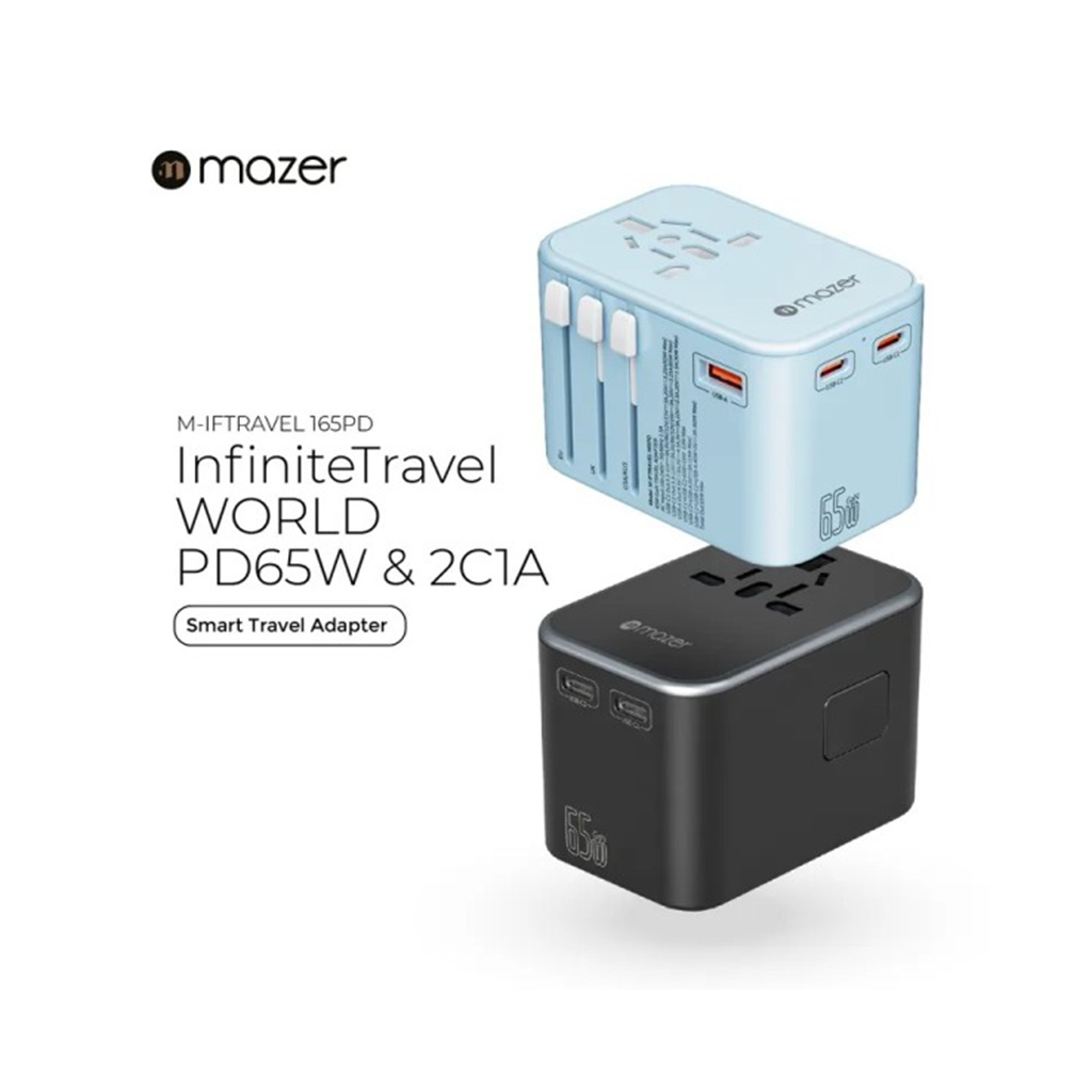 Bộ chuyển đổi du lịch Mazer InfiniteTravel 165PD | GaN PD65W World Travel Charger