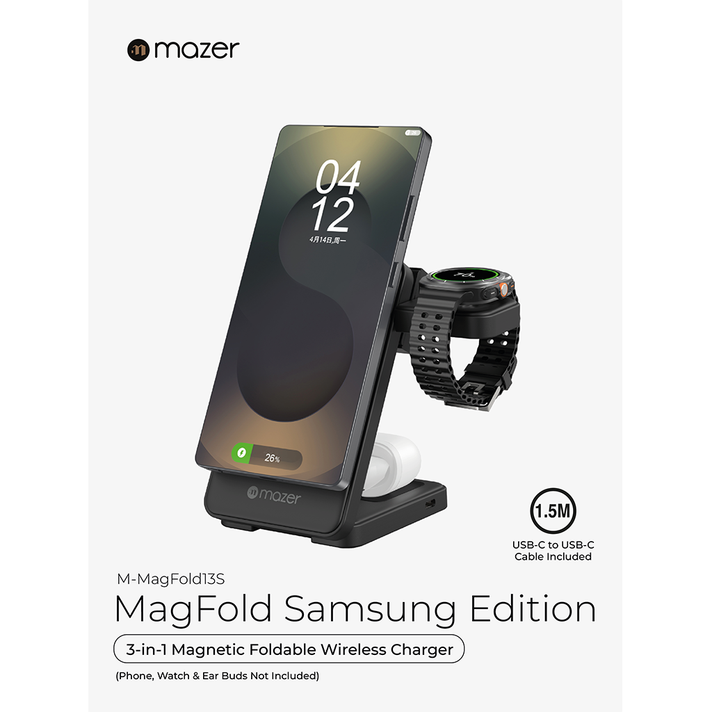 Đế sạc không dây 3 in 1 MAZER MagFold13S (Samsung Edition)