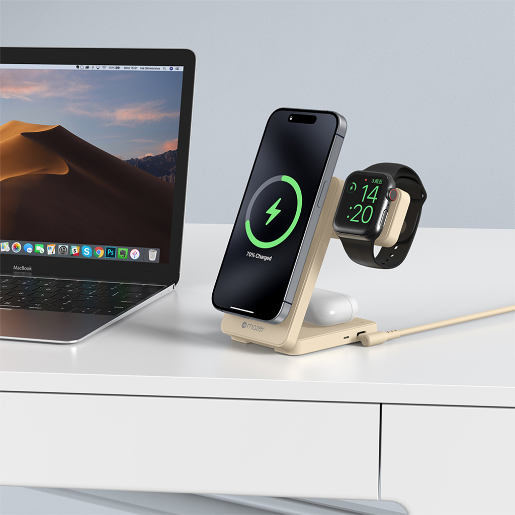 Đế sạc không dây 3 in 1 MAZER Qi2 MagFold06