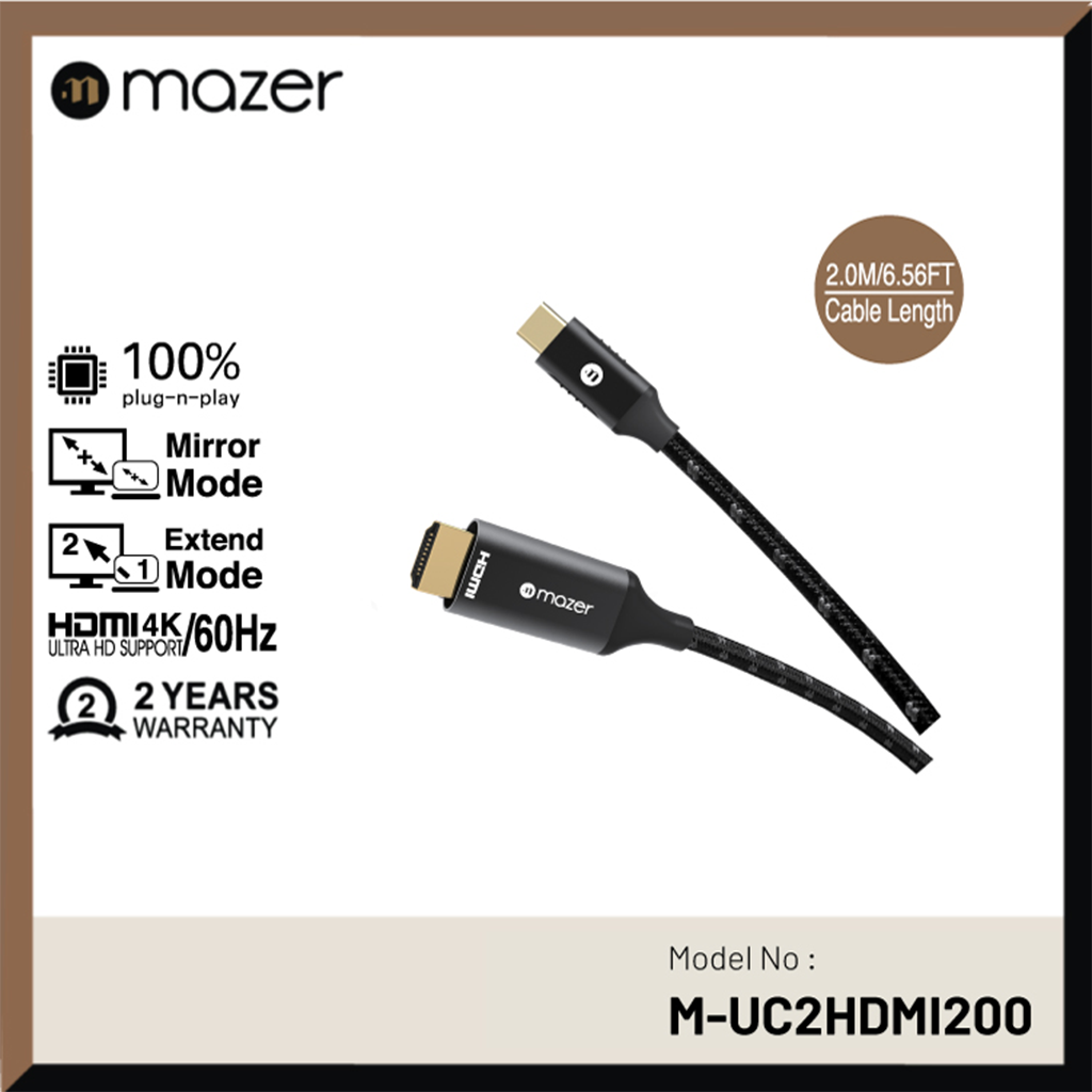 Dây Cáp Mazer USB-C to HDMI 4k/60Hz (2m)