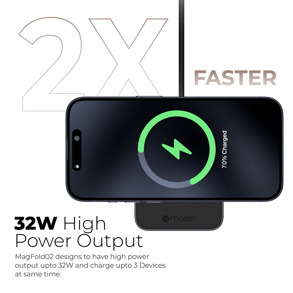 Đế sạc không dây 2 in 1 Mazer QI2 MagFold02