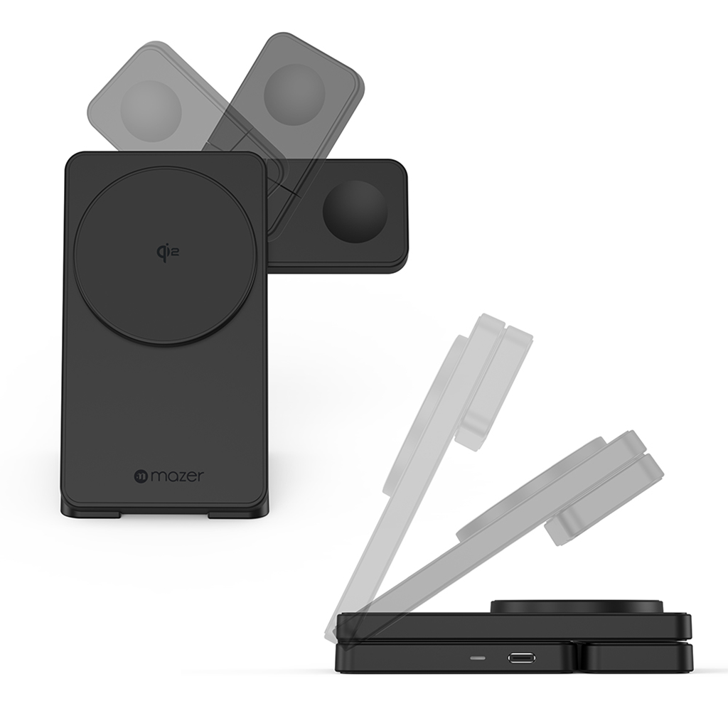 Đế sạc không dây 3 in 1 MAZER Qi2 MagFold06