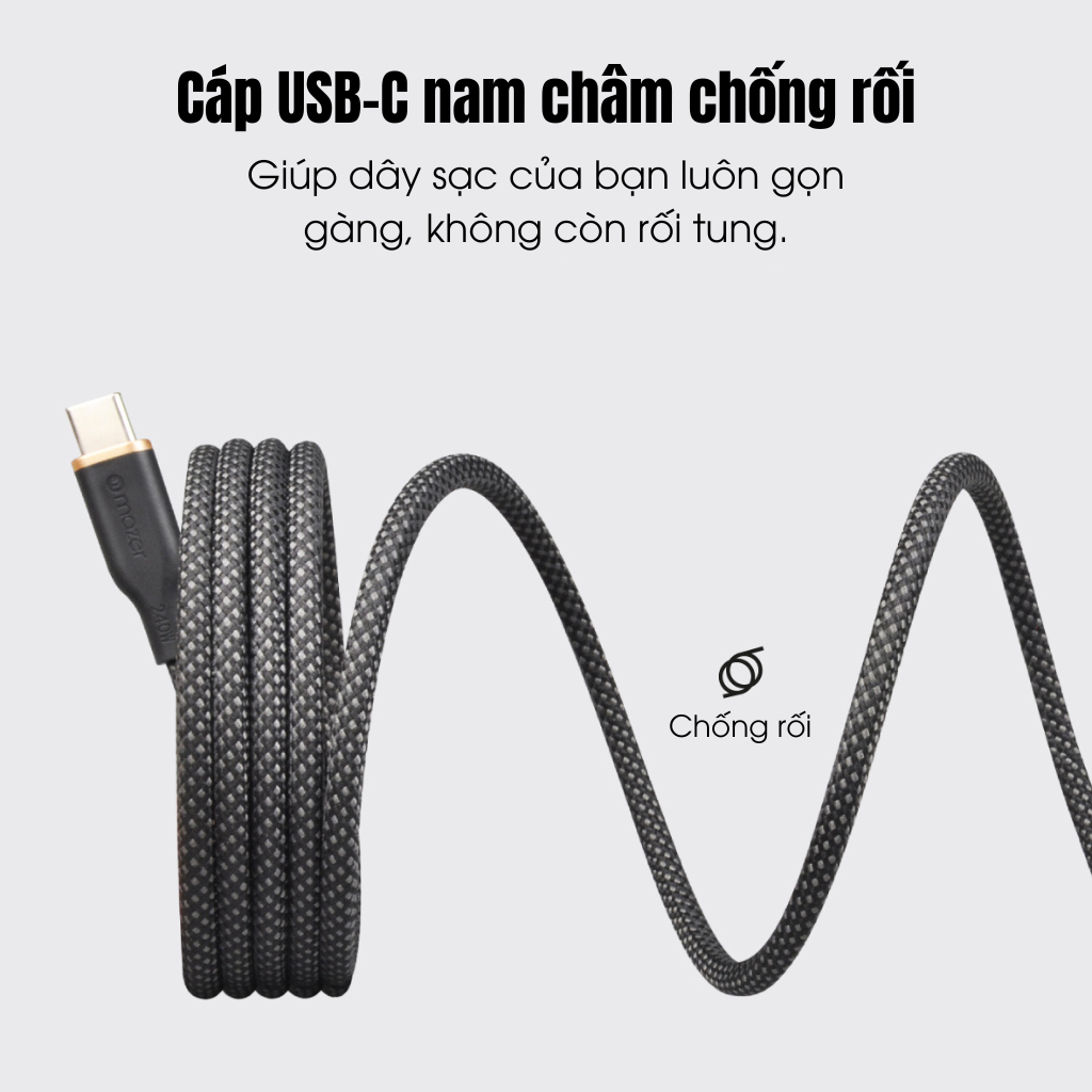 Dây cáp sạc Mazer C to C 240W InfiniteLINK Cobra Magnetic (2m)