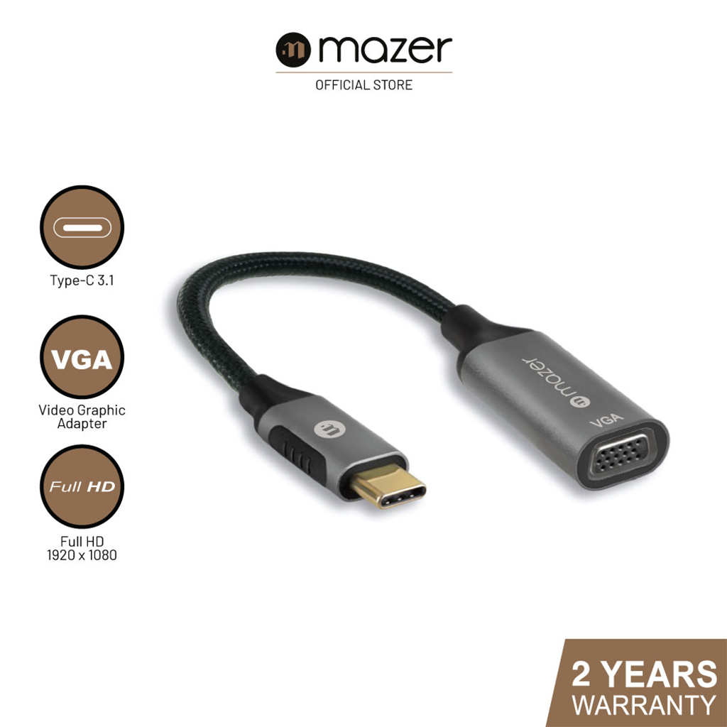 Bộ Chuyển Đổi Hub Mazer ALU USB-C to VGA 1080P Adapter