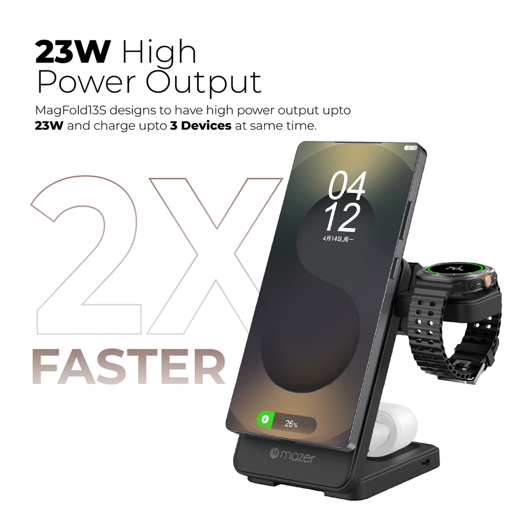 Đế sạc không dây 3 in 1 MAZER MagFold13S (Samsung Edition)