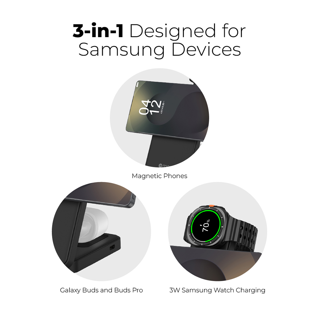 Đế sạc không dây 3 in 1 MAZER MagFold13S (Samsung Edition)