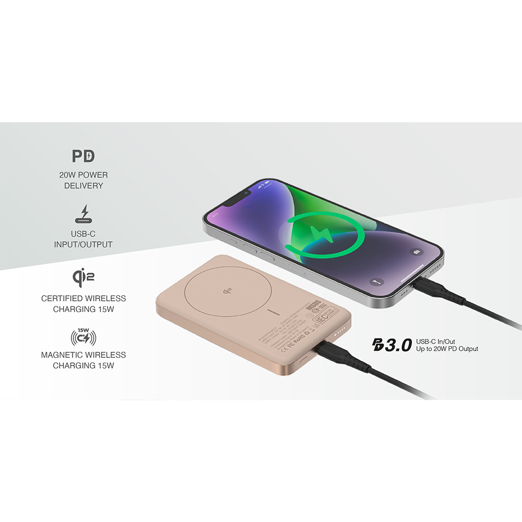 Pin sạc dự phòng không dây Mazer 15W 10,000mAh Qi2 MagAir21