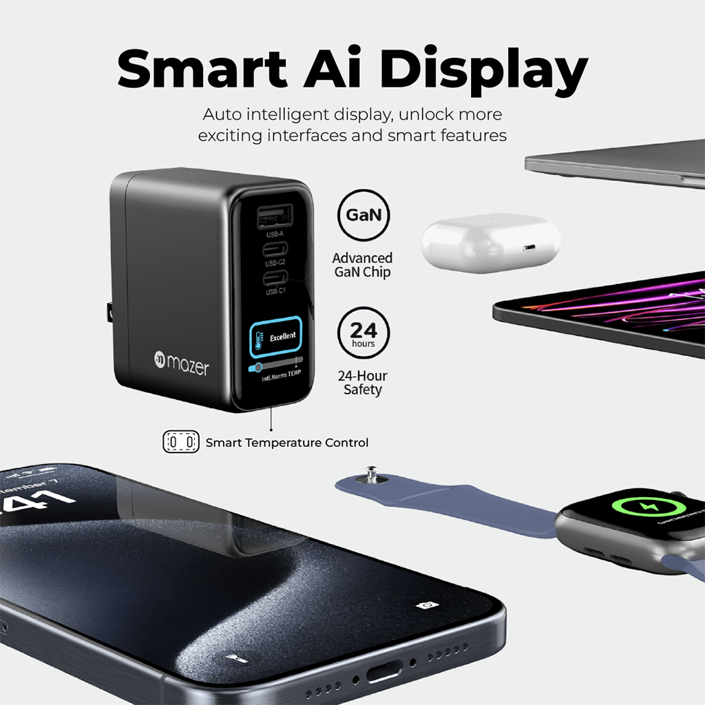 Bộ sạc kèm cáp PD100W MAZER Ai Prestige GaN