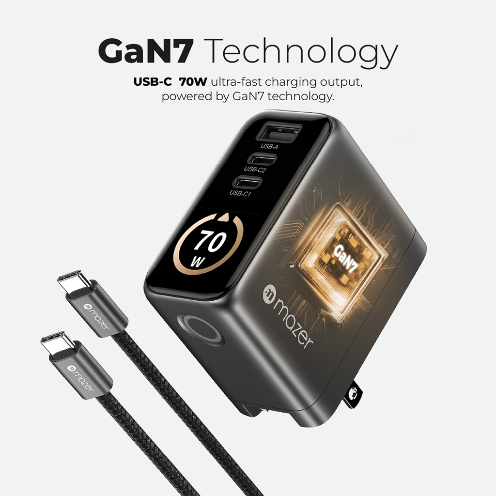Bộ sạc kèm cáp PD70W MAZER Ai Prestige GaN