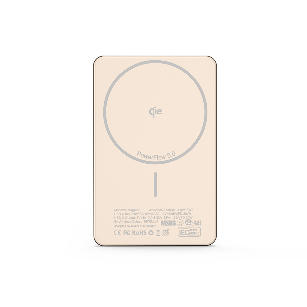 Pin sạc dự phòng không dây MAZER Qi2 15W/PD20W 5.000 mAh MagAir29