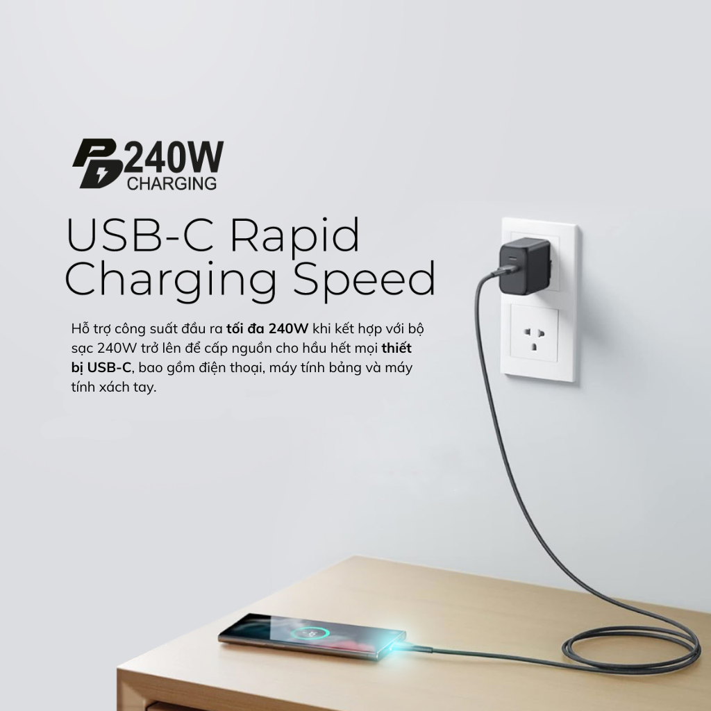 Dây cáp sạc Mazer C to C 240W InfiniteLINK Cobra Magnetic (2m)