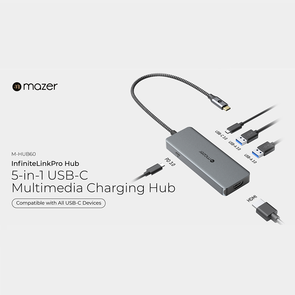 Cổng chuyển đổi 5 in 1 MAZER 4K/60Hz 100W Infinite Link Pro Hub