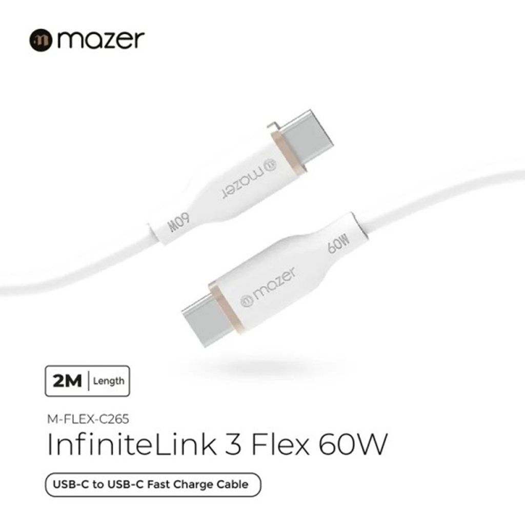 Dây Cáp MAZER Infinite.LINK 3 PD60W USB-C to USB-C 2M cable (Flex, Silicone) (2m)